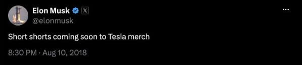 Elon Musk: Short shorts coming soon to Tesla merch